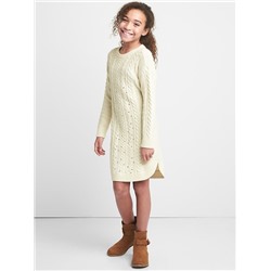 Sequin cable knit sweater dress