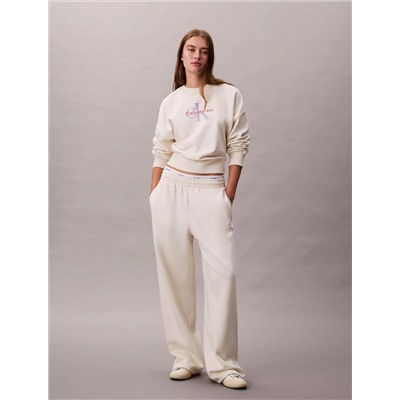 Monogram Logo Fleece Wide Leg Sweatpants