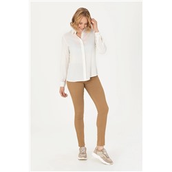 Kadın Ekru Uzun Kollu Gömlek