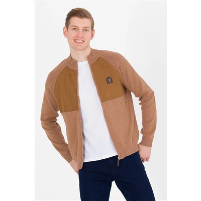 Erkek Camel Melanj Triko Hırka