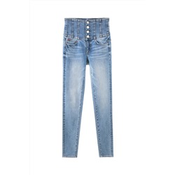 Vaquero slim de tiro alto Azul claro