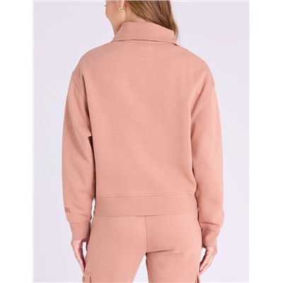 QUARTER ZIP METALLIC EMBROIDERED PULLOVER