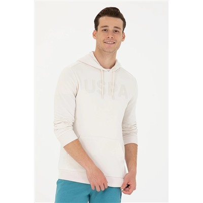 Erkek Taş Kapüşonlu Basic Sweatshirt