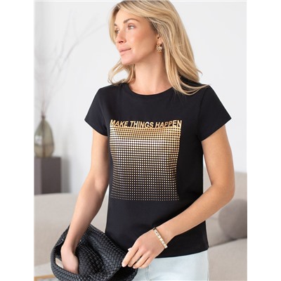 Нарядная футболка с блестящим принтом