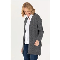 Kadın Gri Melanj Triko Hırka