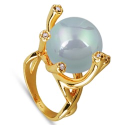 Кольцо (Майорка 14мм голубая; покрытие золото), Есть комплект