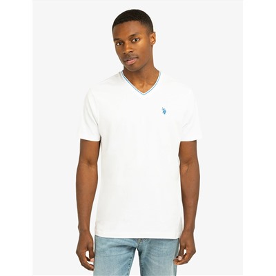 TIPPED V-NECK JERSEY T-SHIRT
