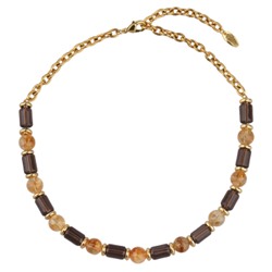 Колье Терра (раухтопаз, цитрин 10мм; покрытие золото) 40-48см, Есть комплект