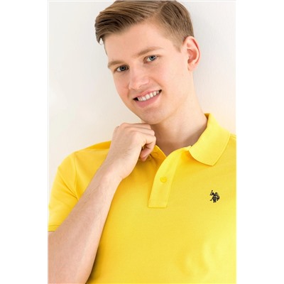 Erkek Koyu Sarı Basic Polo Yaka Tişört