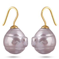 Серьги (Майорка 14мм барочная светло-сиреневая; покрытие золото), Есть комплект