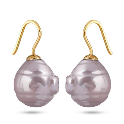 Серьги (Майорка 14мм барочная светло-сиреневая; покрытие золото), Есть комплект