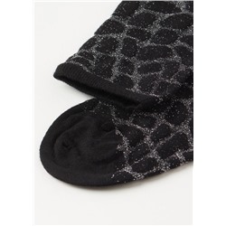 Kurze Socken mit Animal-Muster und Glitzer