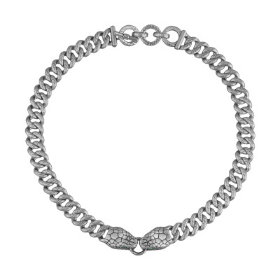 Колье Гипноз (кристаллы SW зеленые; покрытие античное серебро) 42-47см, Есть комплект