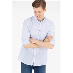 Erkek Mavi Uzun Kollu Gömlek