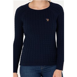 Kadın Lacivert Bisiklet Yaka Basic Kazak