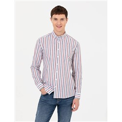Turuncu Slim Fit Uzun Kollu Gömlek
