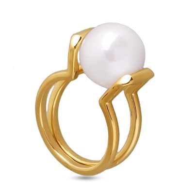 Кольцо (Майорка 12мм белая; покрытие золото), Есть комплект