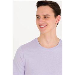 Erkek Lila Basic Bisiklet Yaka Tişört