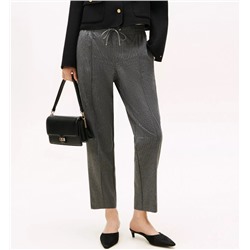 Houndstooth Tapered Drawstring Pant