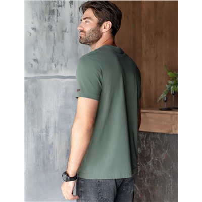 Футболка полуприлегающего кроя с принтом из премиального хлопка