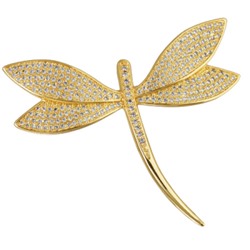 Брошь Стрекоза (белый фианит; покрытие золото), Есть комплект