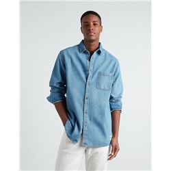 Pocket Denim Shirt, Men, Blue