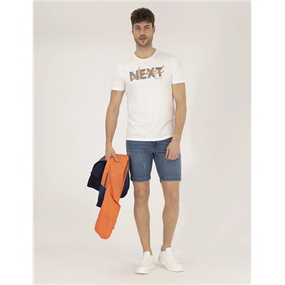 Koyu Mavi Slim Fit Jean Şort