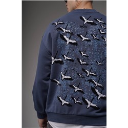 Свитшот  журавли синий