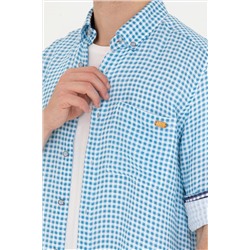 Erkek Mavi Uzun Kollu Gömlek