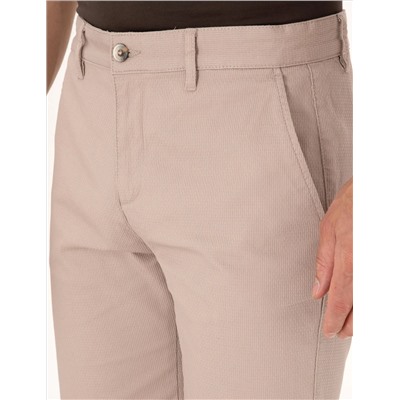 Bej Slim Fit Dokuma Şort