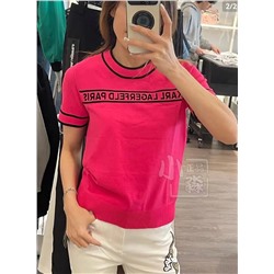 Трикотажная футболка Karl Lagerfel*d с круглым вырезом и контрастными строчками