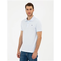 Açık Mavi Slim Fit %100 Pamuk Polo Yaka Basic Tişört
