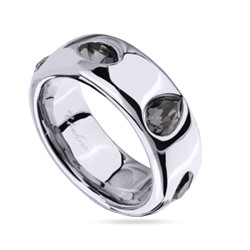 Кольцо Эйва (кристаллы SW темно-серые; покрытие родий), Есть комплект