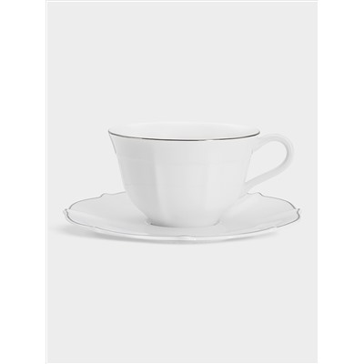 Сервиз чайный, 6 перс, 14 пр, фарфор F, белый, с серебристым кантом, Lotus silver