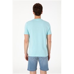 Erkek Regular Fit Bisiklet Yaka Aqua Tişört