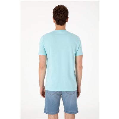 Erkek Regular Fit Bisiklet Yaka Aqua Tişört