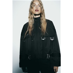 ZW COLLECTION CONTRAST BOMBER JACKET WITH BUCKLES