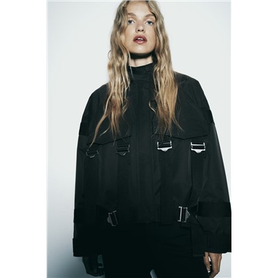 ZW COLLECTION CONTRAST BOMBER JACKET WITH BUCKLES