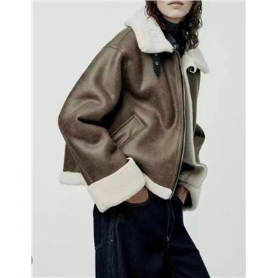 Женская ретро-куртка из толстой замши с искусственным мехом ZAR*A