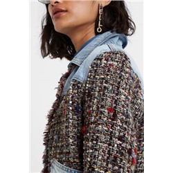 Cazadora bomber tweed y denim