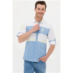 Erkek Saks Uzun Kollu Gömlek