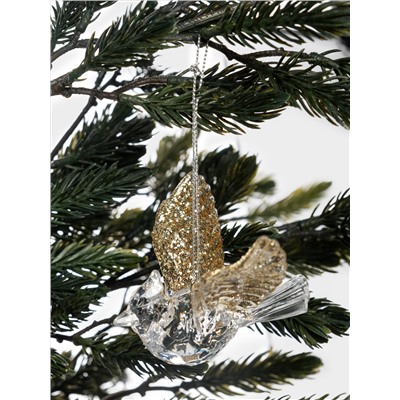 Игрушка елочная, 9 см, акрил, прозрачно-золотистая, Птица, Event