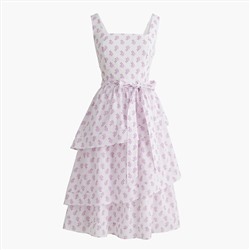 Sleeveless belted tiered midi dress