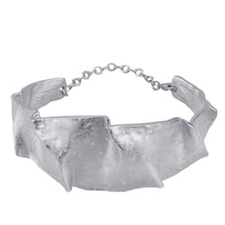 Браслет мятый металл (покрытие матовый родий), Есть комплект