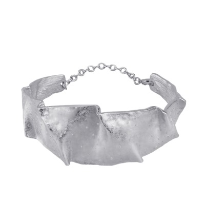 Браслет мятый металл (покрытие матовый родий), Есть комплект