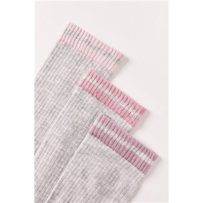 Pack 3 calcetines largos canalé gris