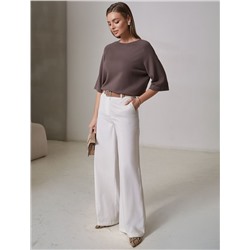 Свободный джемпер с рукавом 3/4 тонкой вязки из вискозы