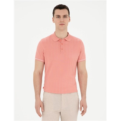 Kırmızı Slim Fit Düğmeli Polo Yaka Triko Tişört