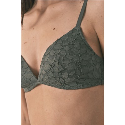Sujetador triangular CHARMING relleno encaje kaki