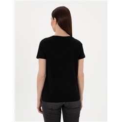 Siyah Regular Fit V Yaka Basic Tişört